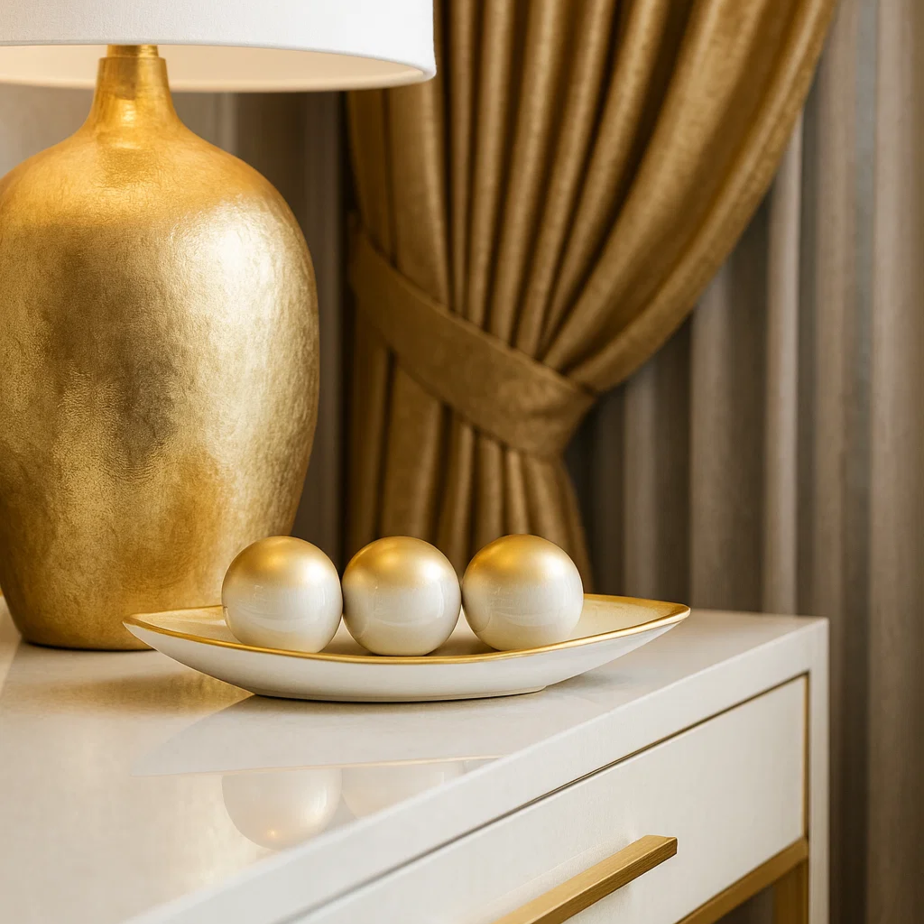 Kit 3 Esferas Decorativas Centro de Mesa em Cerâmica Premium