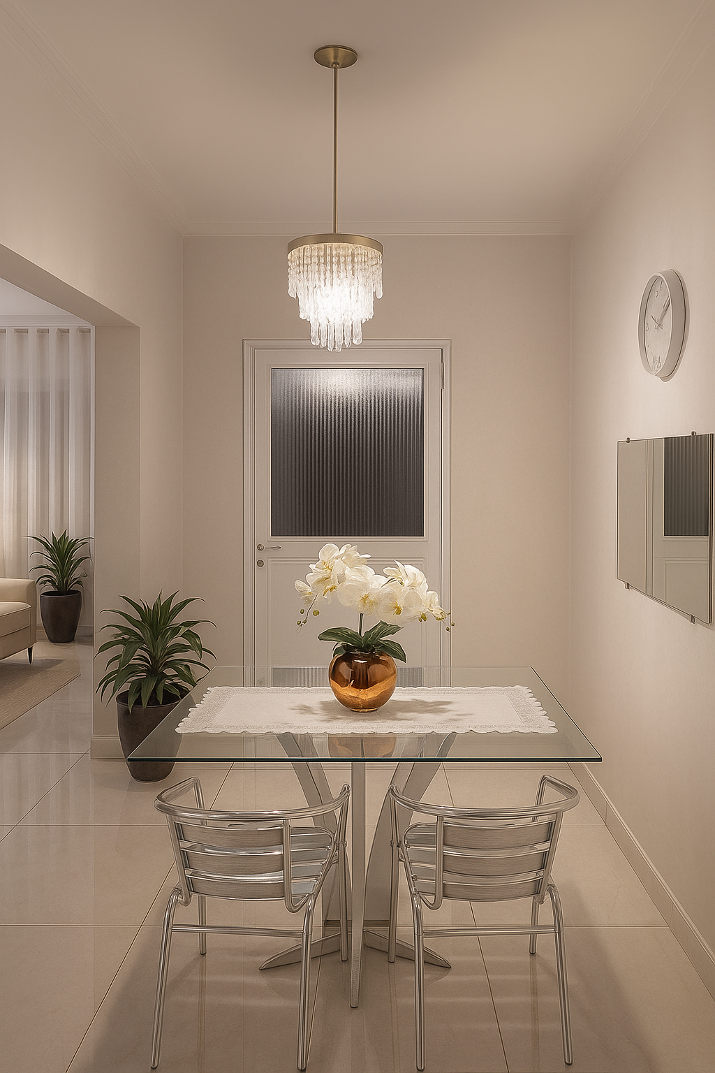 Lustre Pendente em Cobre com Cristais Acrílicos Sofisticados