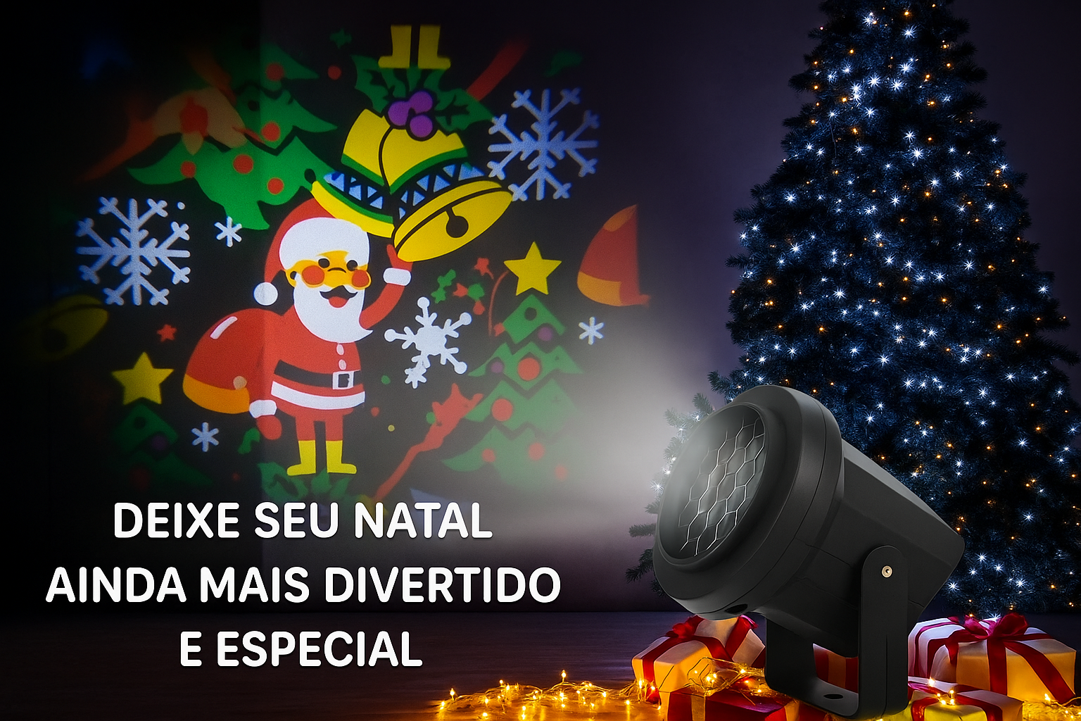 Projetor LED Natalino Portátil 16 Desenhos 3d Bivolt
