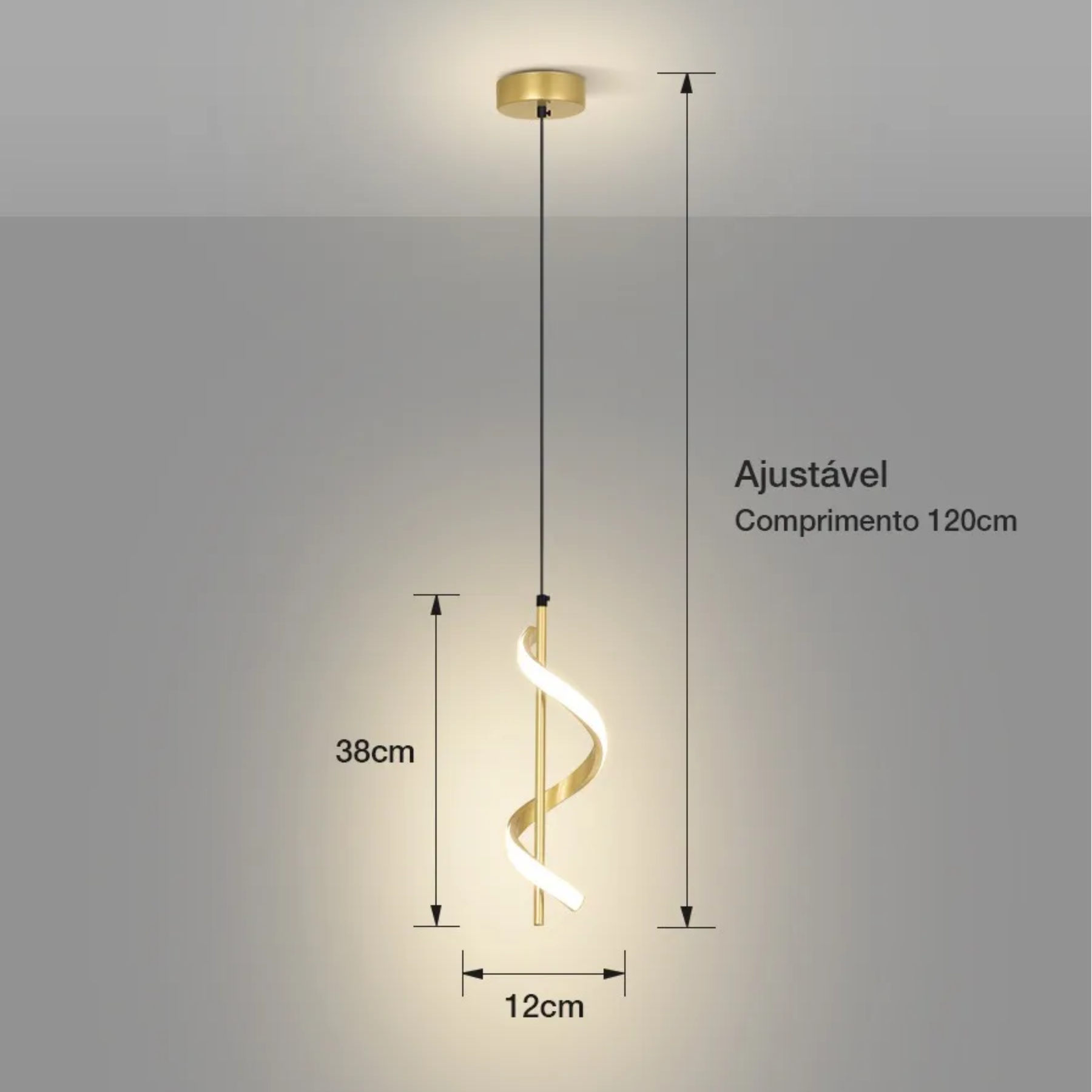 Luminária Pendente com LED Integrado e Design Espiral Ajustável