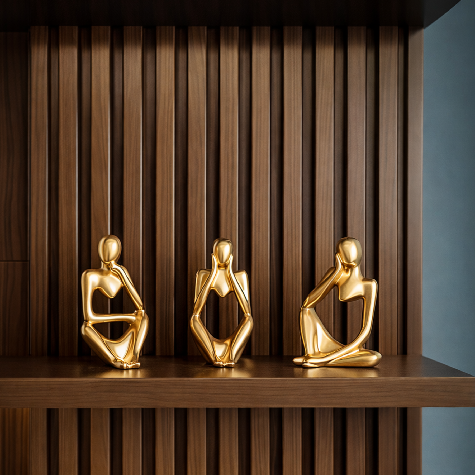 Kit Decorativo com 3 Estátuas Pensador Moderno em Porcelana