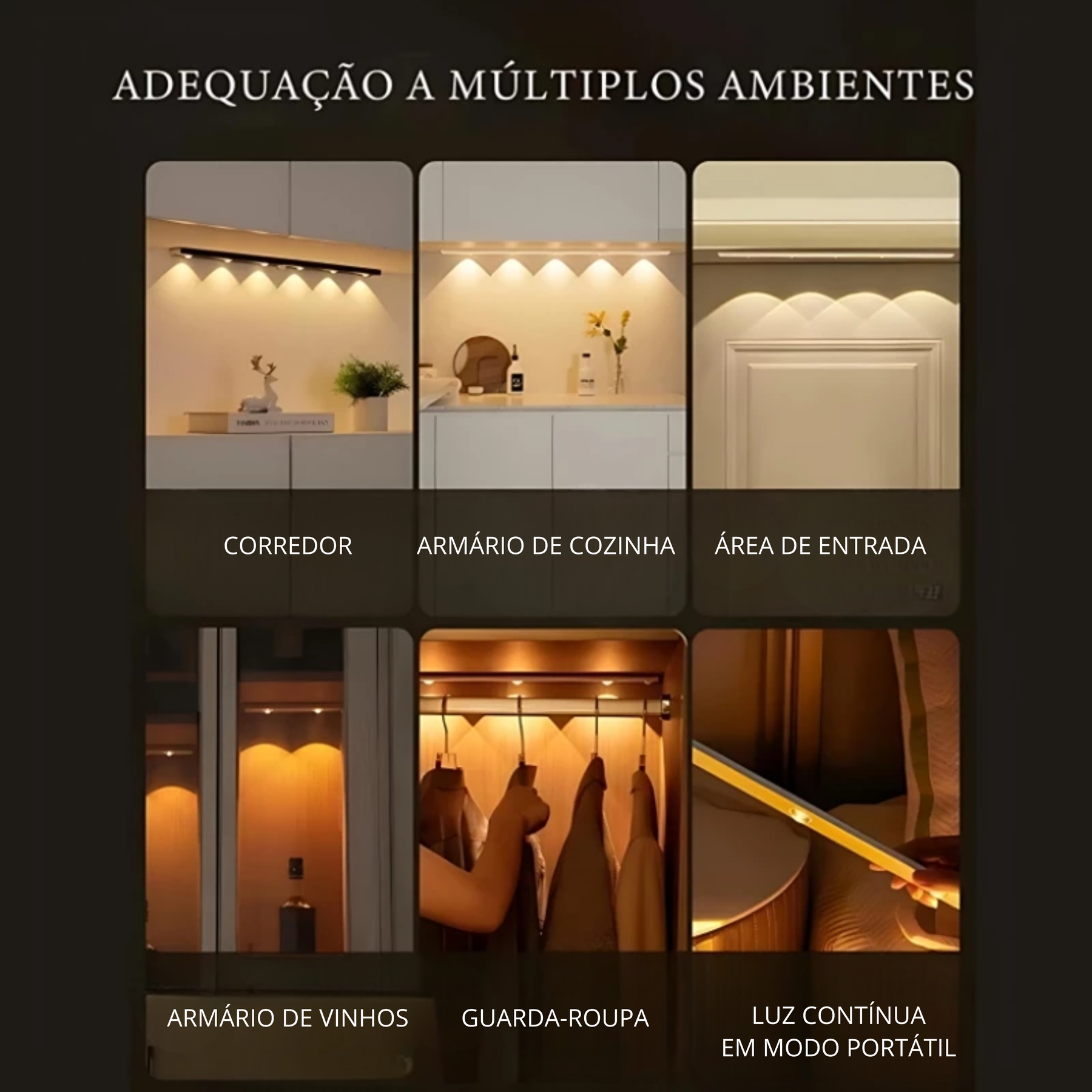 Luminária LED Inteligente Recarregável com Sensor de Movimento