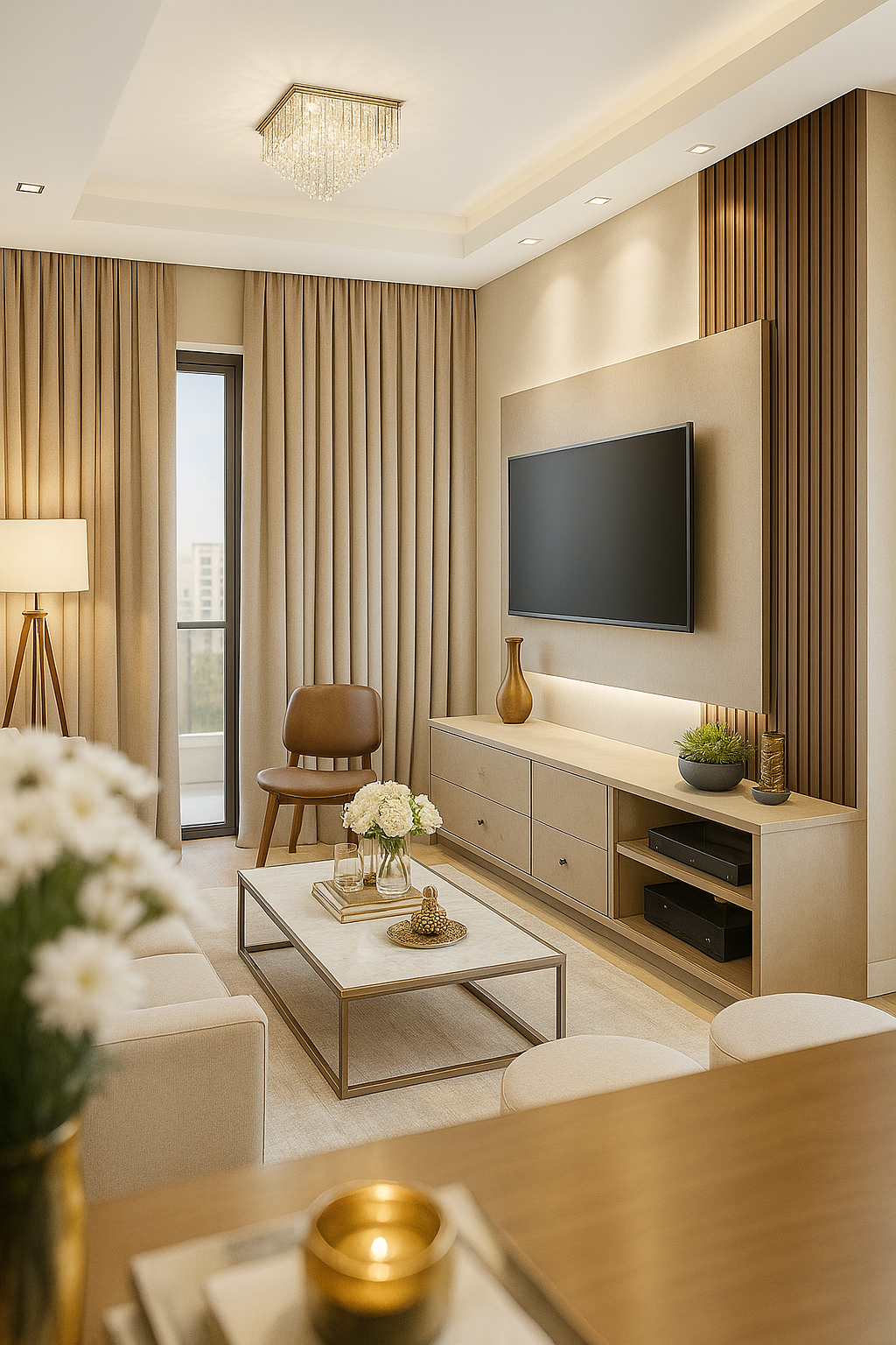 Lustre em Cristal Acrílico com LEDS Efeito Cascata