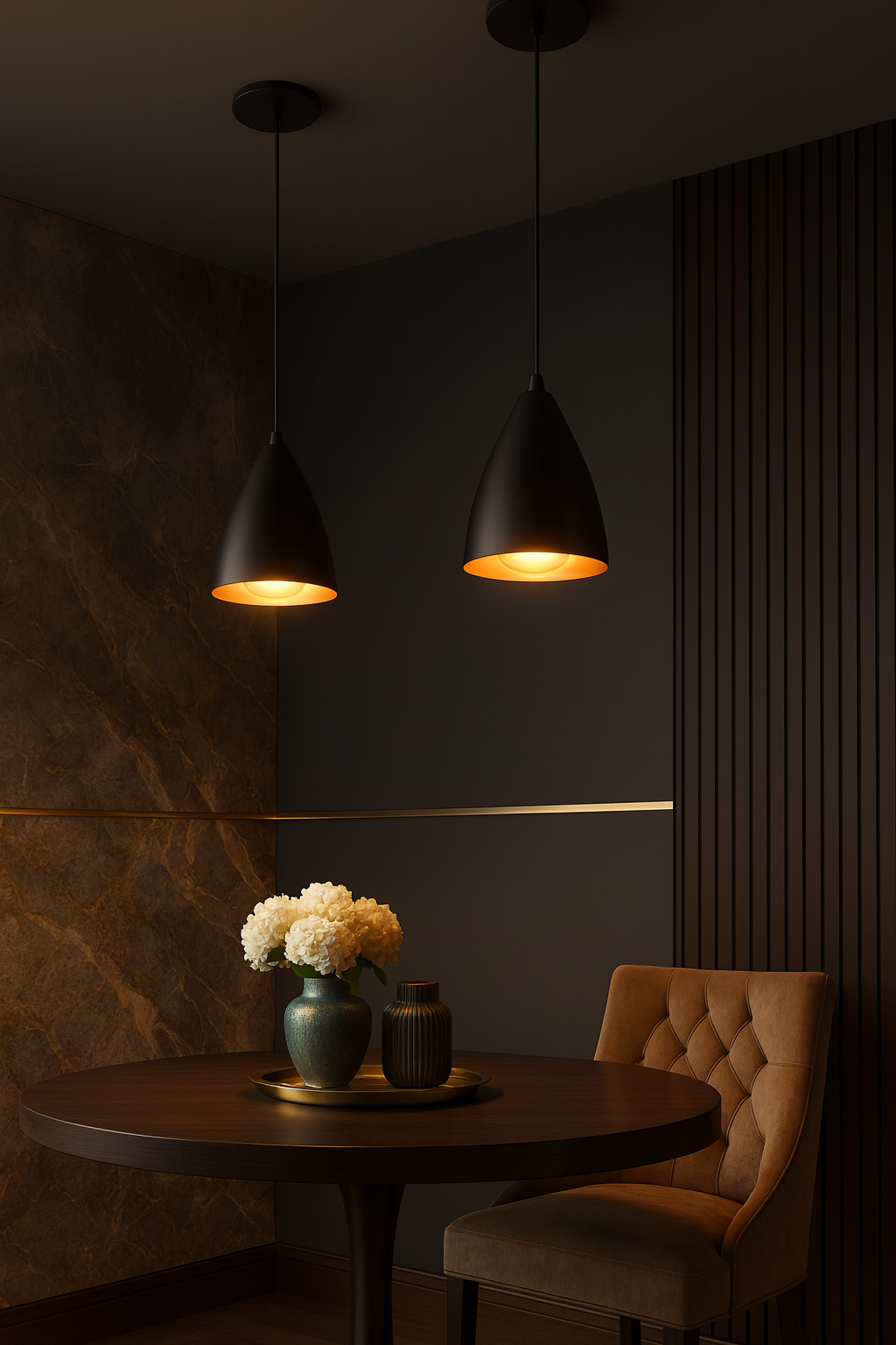 Kit Luminária Pendente Cônica Moderna Ajustável Preto Fosco