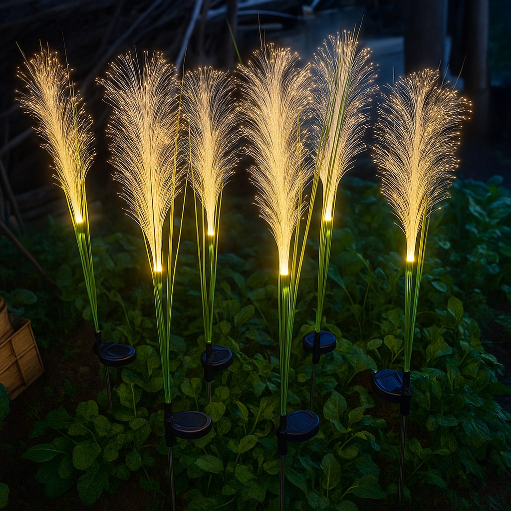 Luminária Solar LED em Fibra Design Cana de Bambu para Jardim