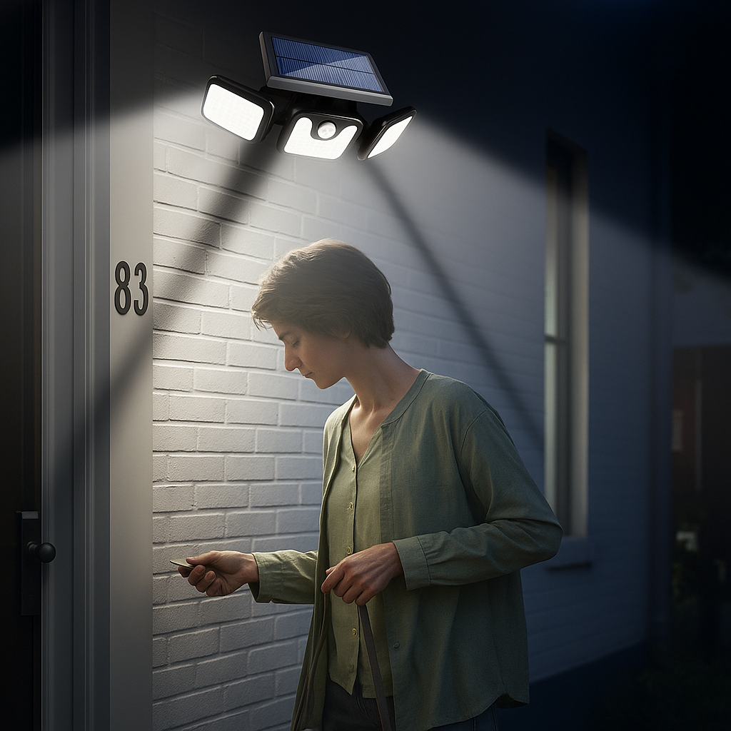 Refletor Solar COB com Sensor de Presença IP65 para Parede