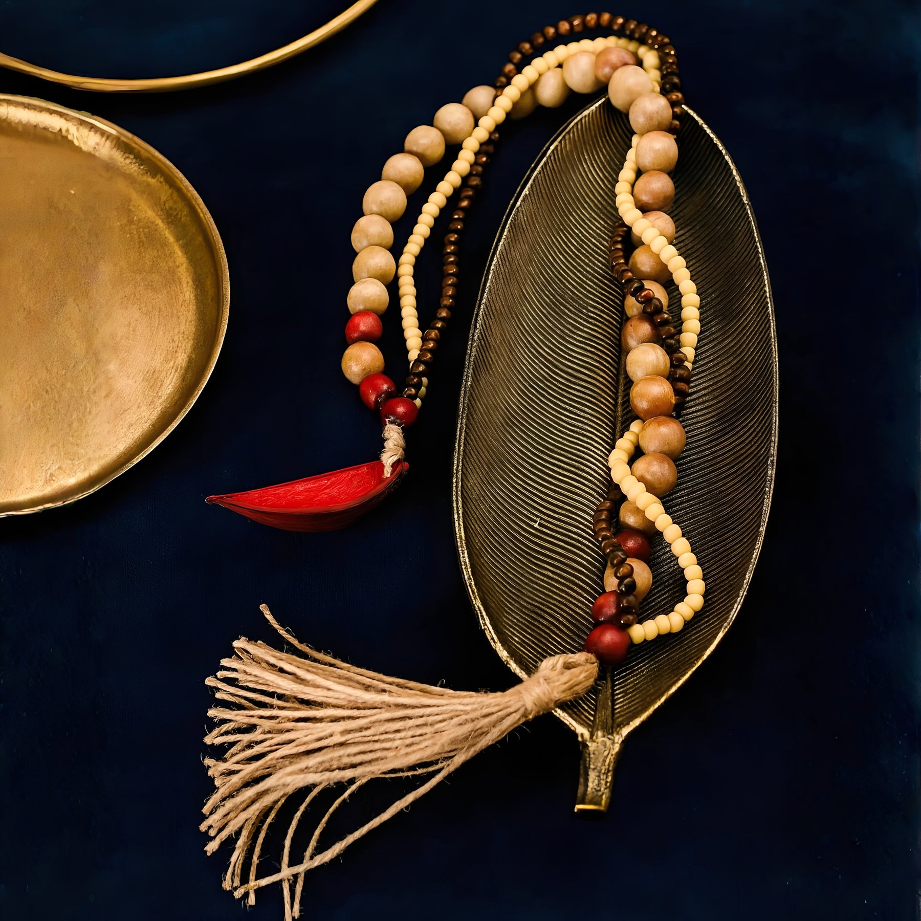 Colar Artesanal de Mesa com Contas de Madeira Mdf Boho Chic