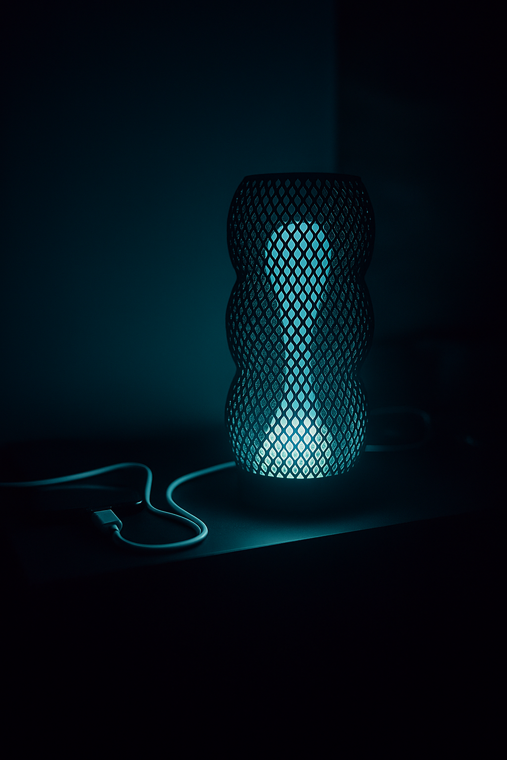 Luminária LED Multicores com Efeito Lava e Impressão 3D Geométrica