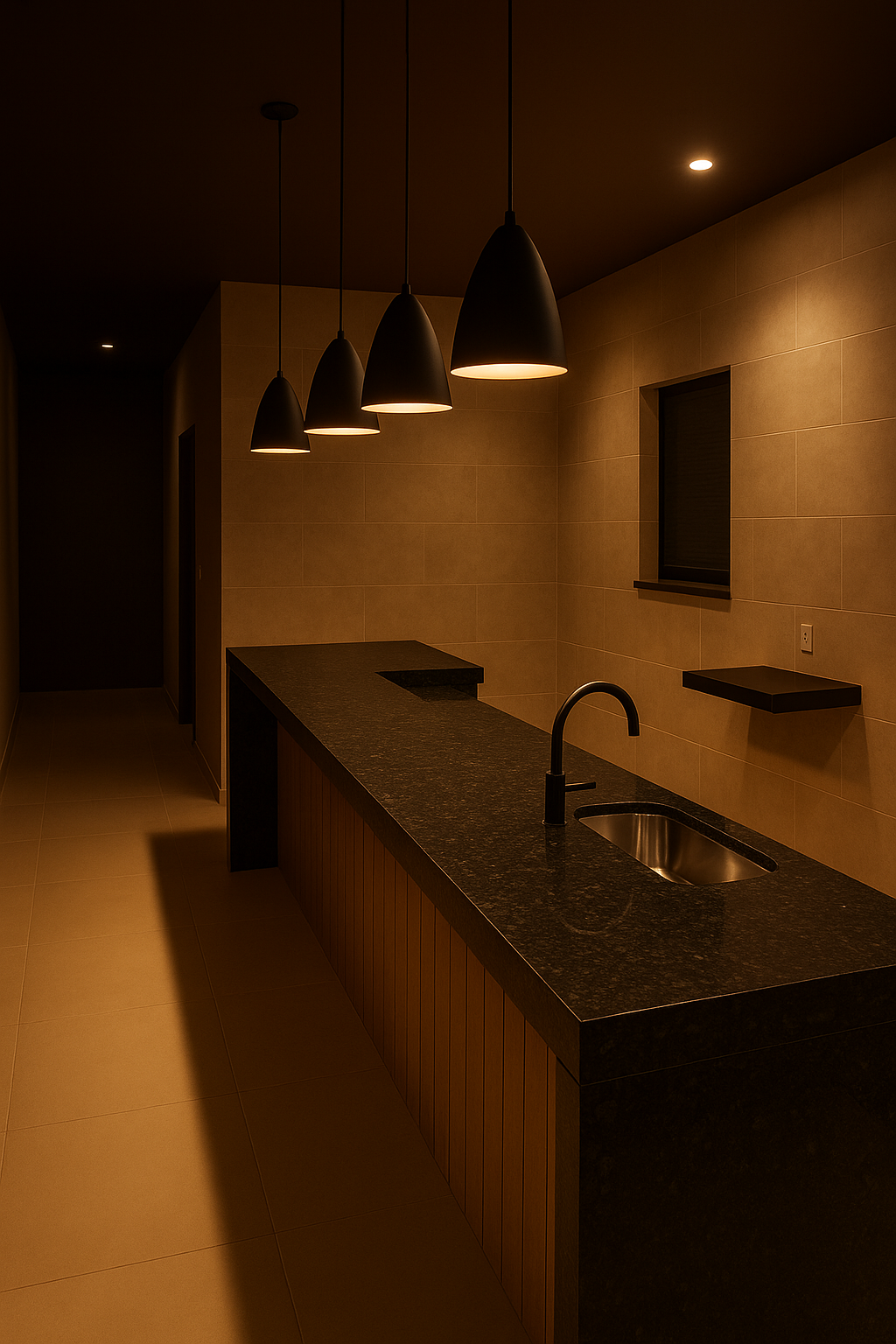 Kit Luminária Pendente Cônica Moderna Ajustável Preto Fosco