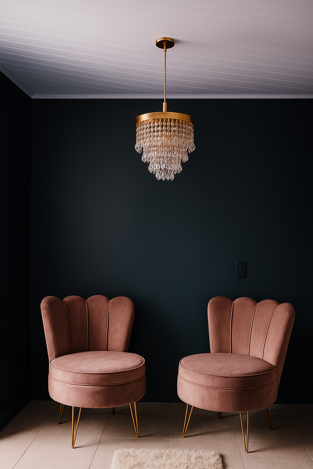 Lustre Pendente em Cobre com Cristais Acrílicos Sofisticados