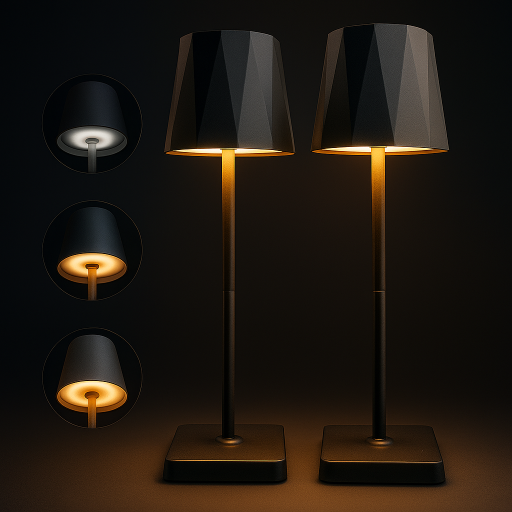 Kit 2 Luminárias LED Touch Geométricas Sem Fio Recarregáveis