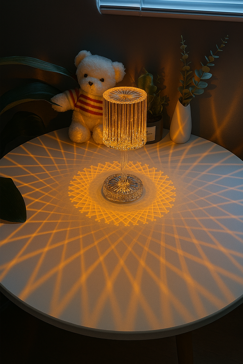 Luminária Cristal Diamante Acrílica LED USB com 3 Cores e Touch