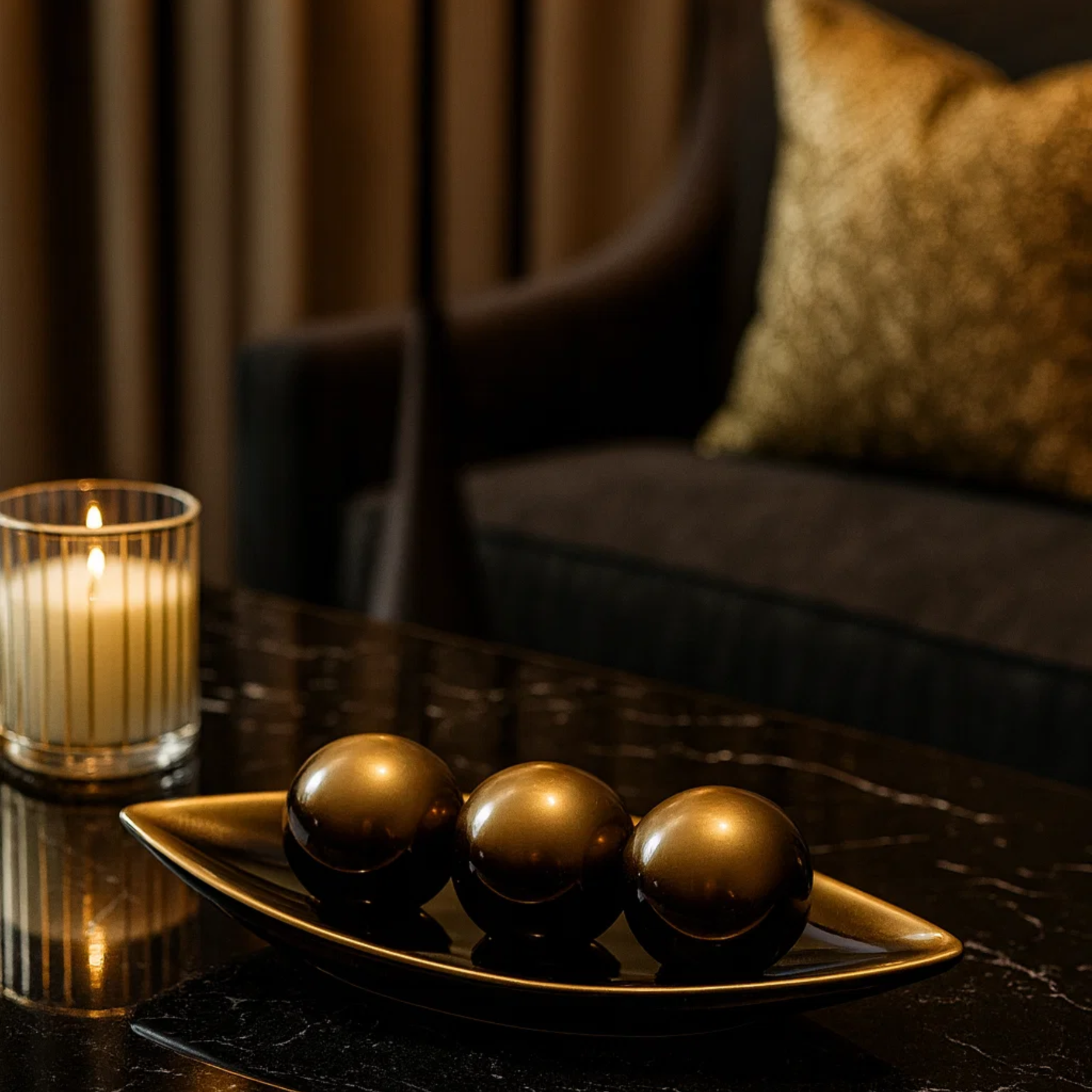 Kit 3 Esferas Decorativas Centro de Mesa em Cerâmica Premium