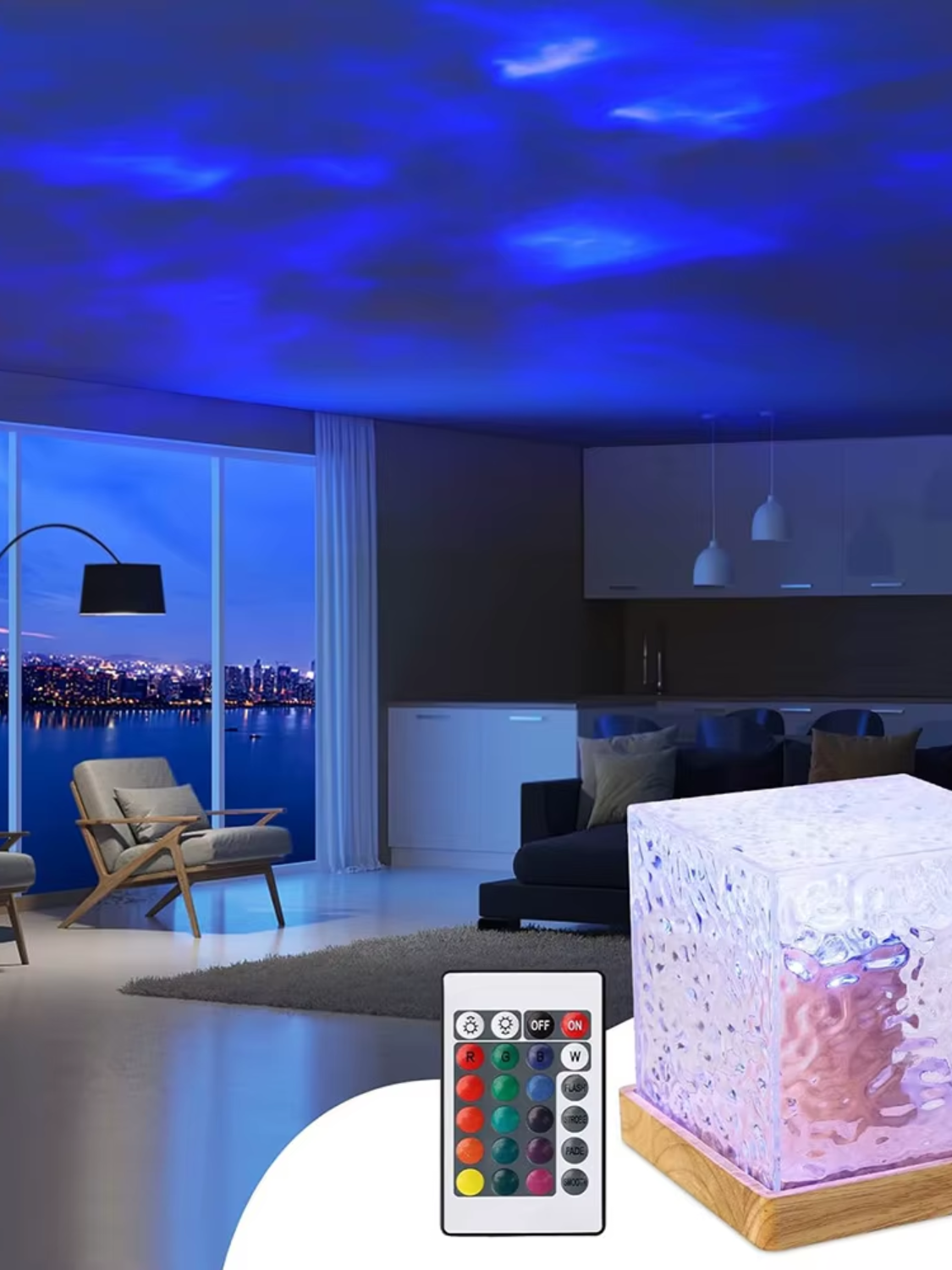 Luminária Projetora LED com Efeito de Onda Rotativa Relaxante