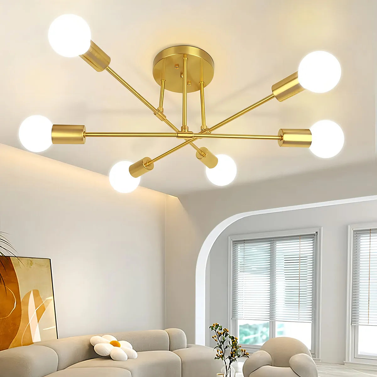 Lustre Moderno Nórdico com Acabamento em Ouro Antigo Sofisticado