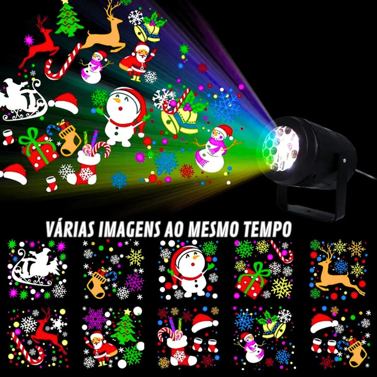 Projetor LED Natalino Portátil 16 Desenhos 3d Bivolt