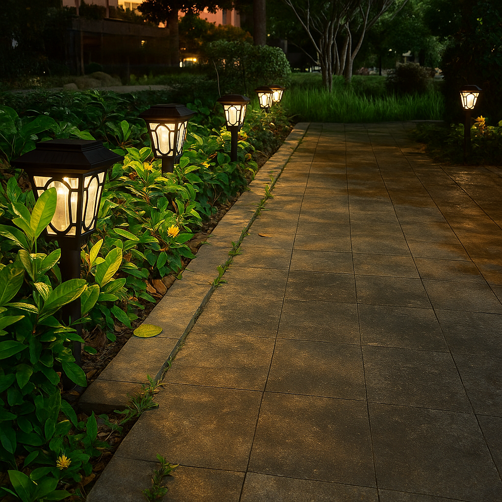 Kit Luminária Solar Casinha com Haste Fixadora para Jardim