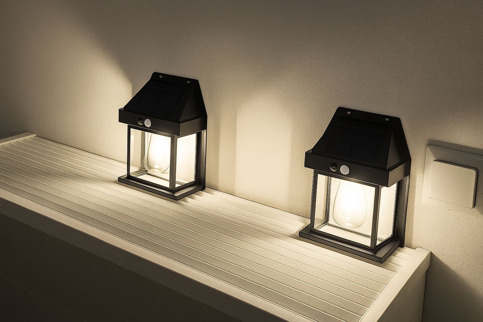 Kit Arandela Solar Externa Vintage com Sensor de Movimento