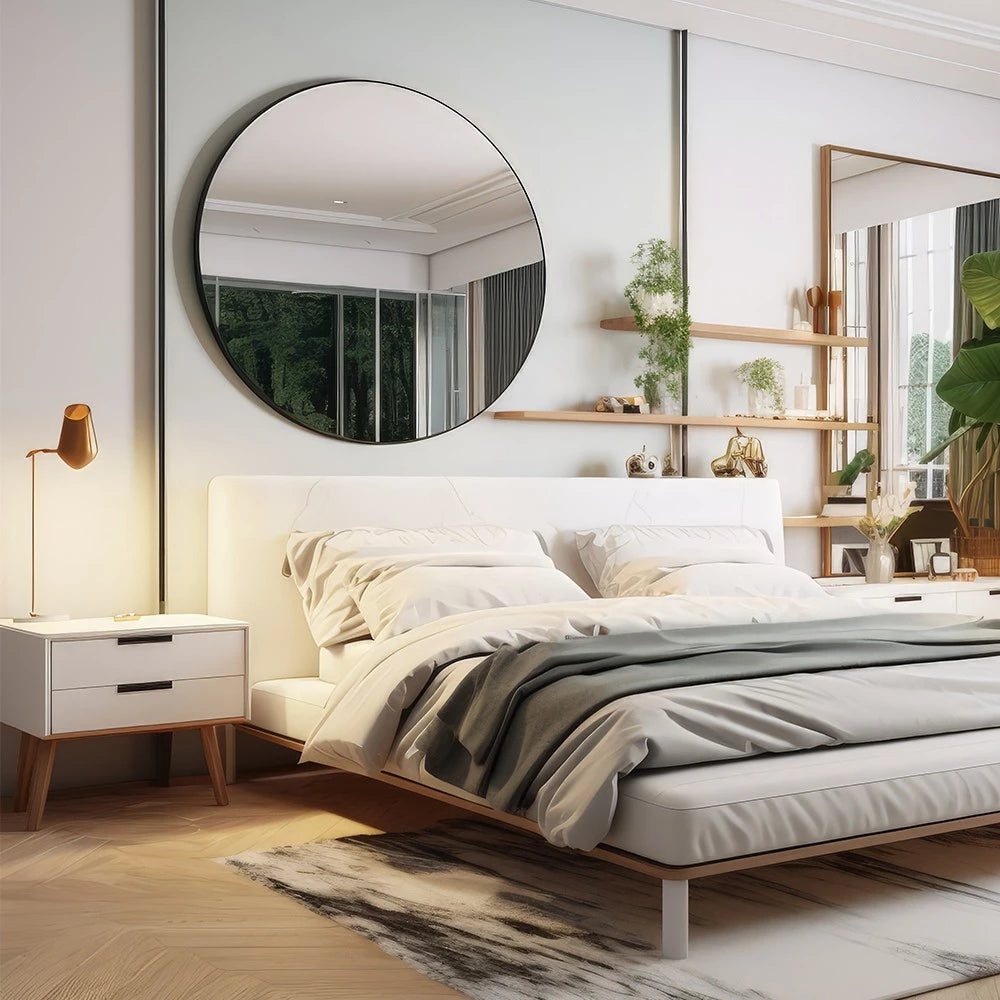 Espelho Redondo Lapidado de Vidro para Decoração Moderna