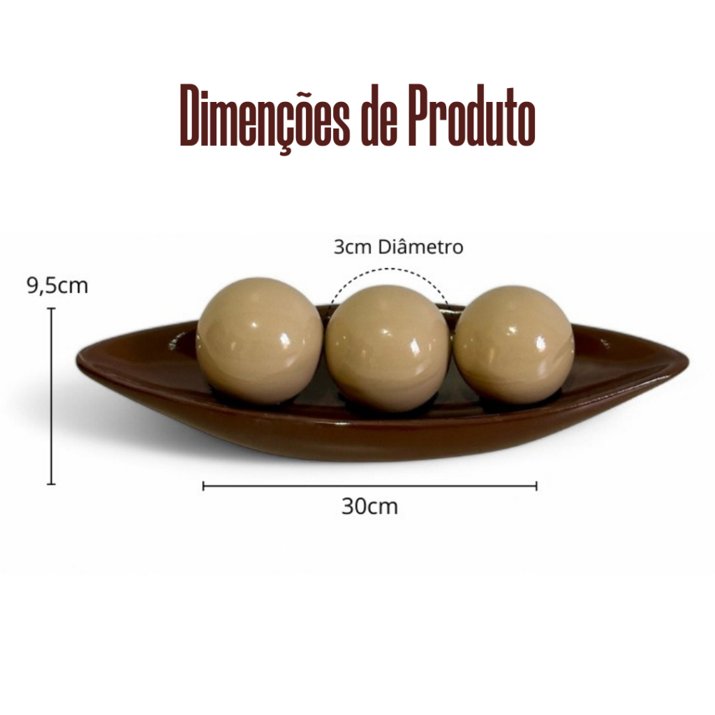 Kit Decorativo Centro De Mesa Premium 3 Bolas Cerâmica Luxo