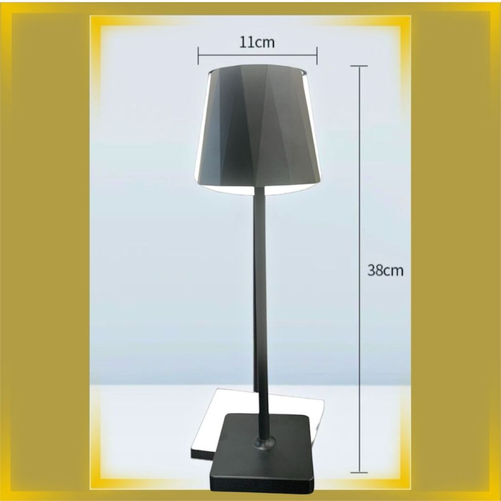 Kit 2 Luminária Abajur Mesa Led Touch S/ Fio Recarregável Preta