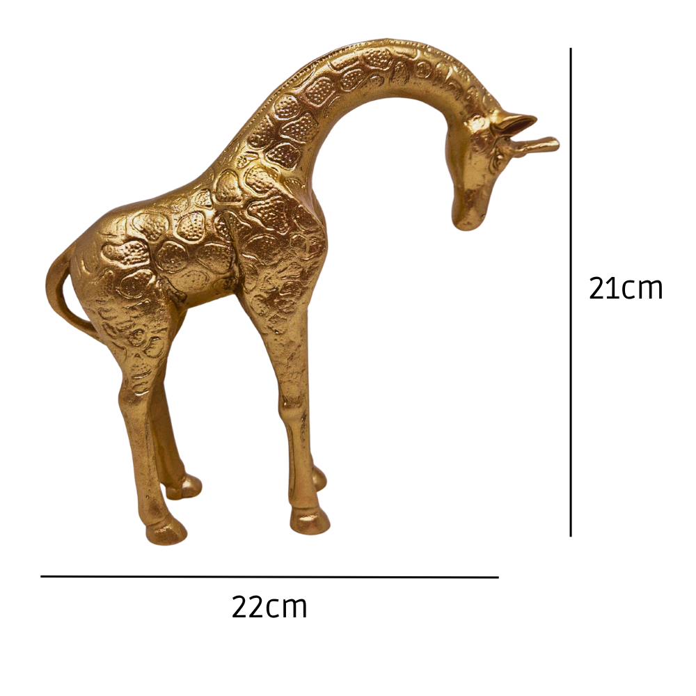 Escultura Decorativa Dupla de Girafa Luxo Enfeite Rack Sala Escritório