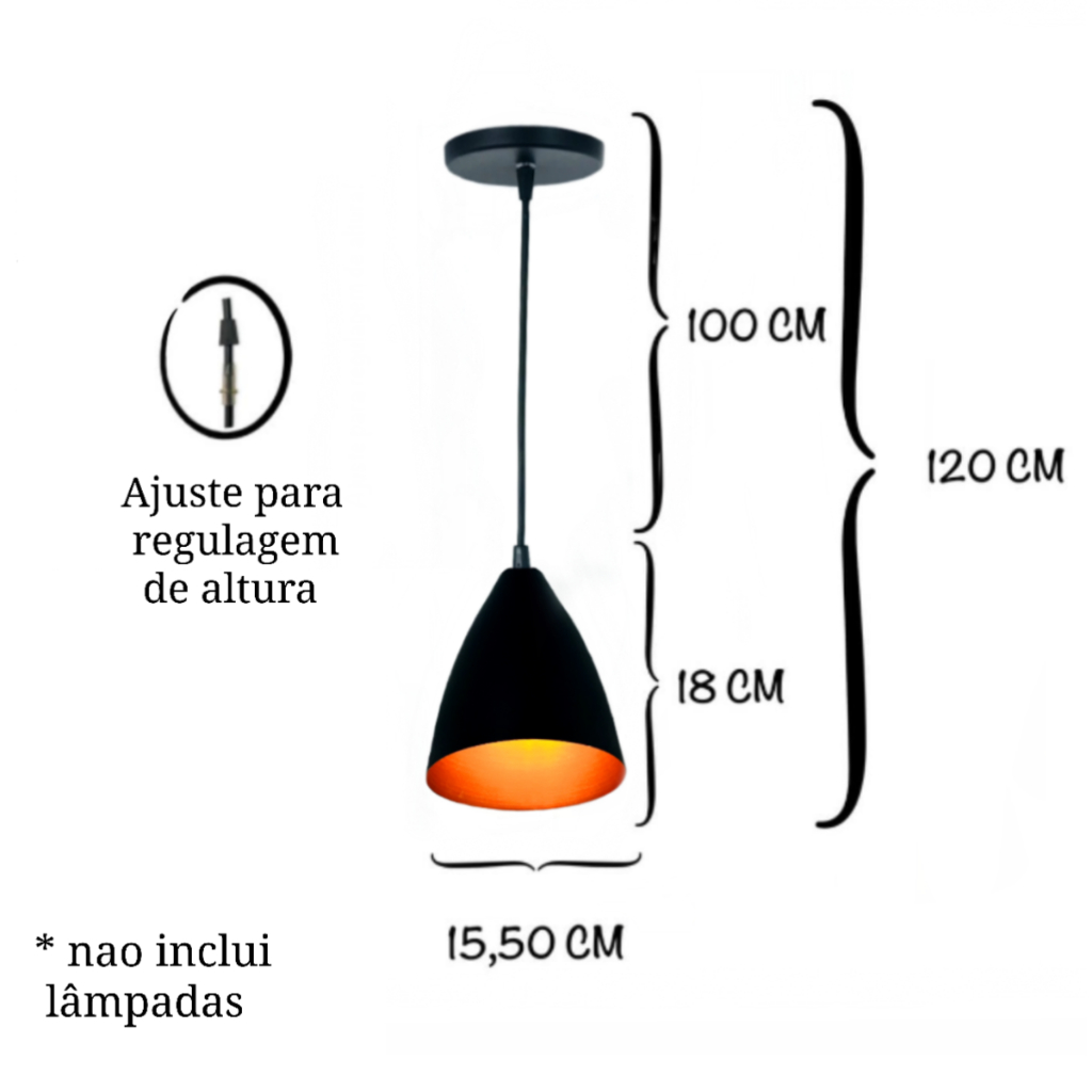 Kit 3 Luminárias Modernas Pendentes Sala Jantar De Teto Preta