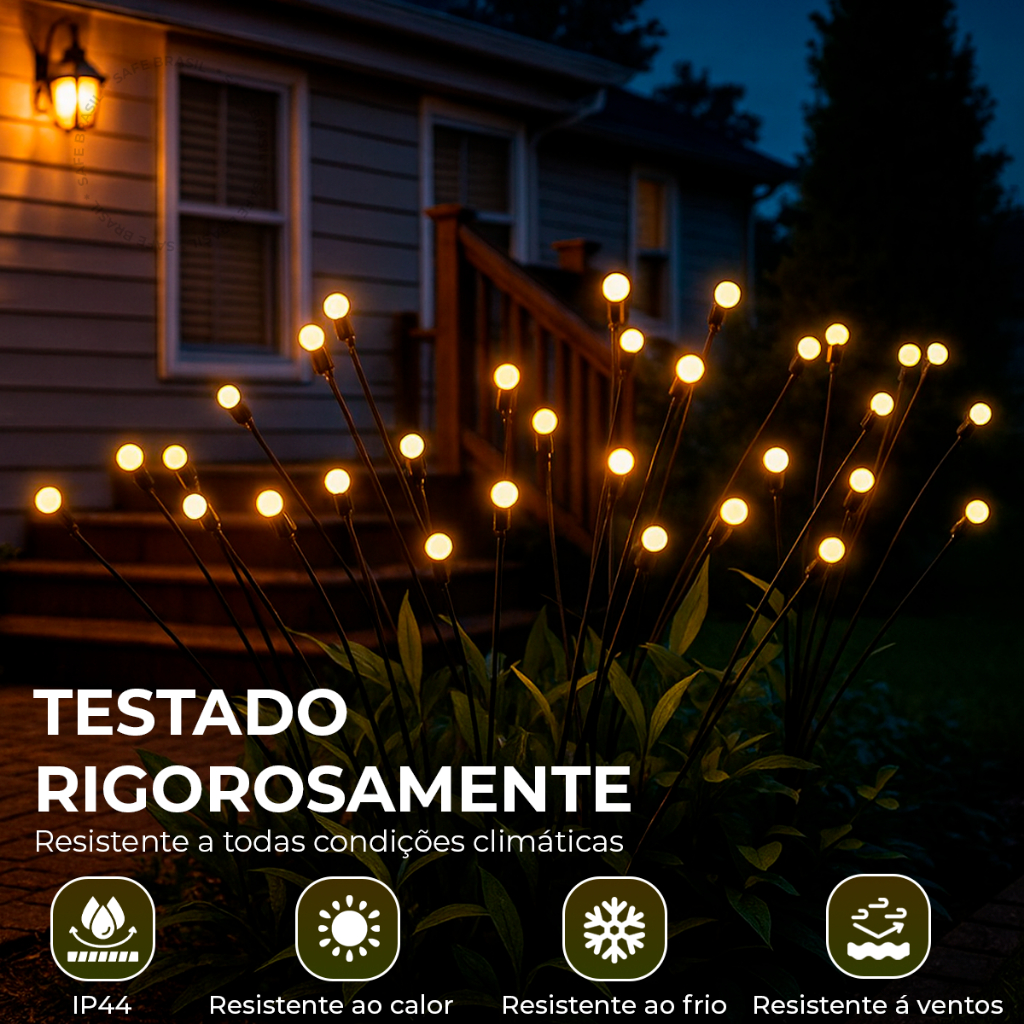 Kit Luminaria Solar Led Vagalume Para Jardim Luz Ao Ar Livre À Prova D'água Mudança De Cor Firefly