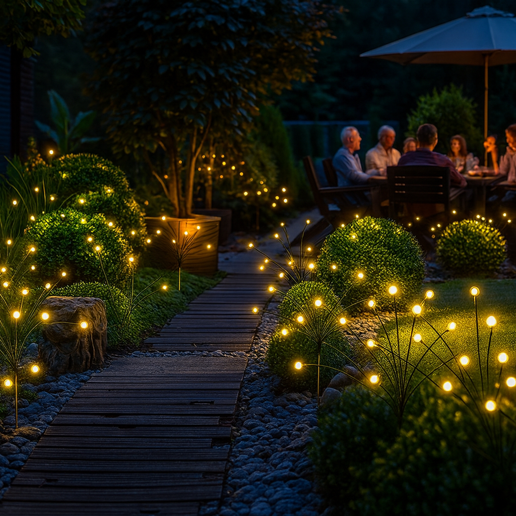 Kit Luminaria Solar Led Vagalume Para Jardim Luz Ao Ar Livre À Prova D'água Mudança De Cor Firefly