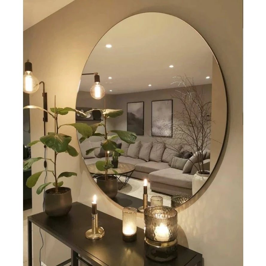 Espelho Redondo Lapidado de Vidro para Decoração Moderna