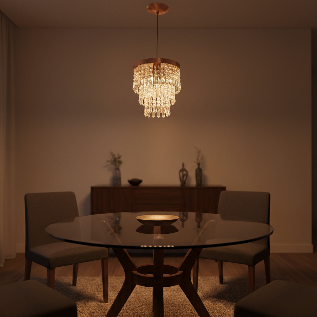 Lustre Pendente De Cristal Acrilico Manucrillic Cobre