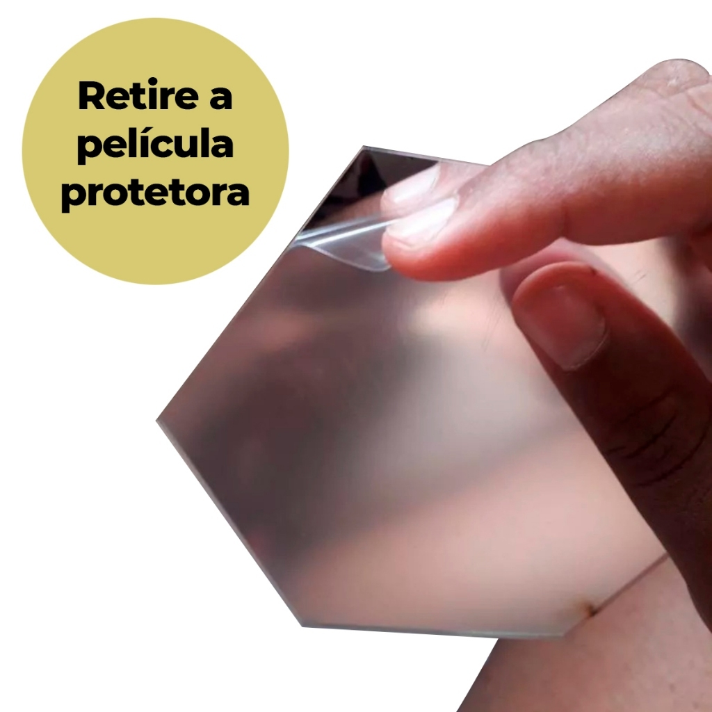 Kit 12 Espelhos Adesivos Decorativos Hexágonos