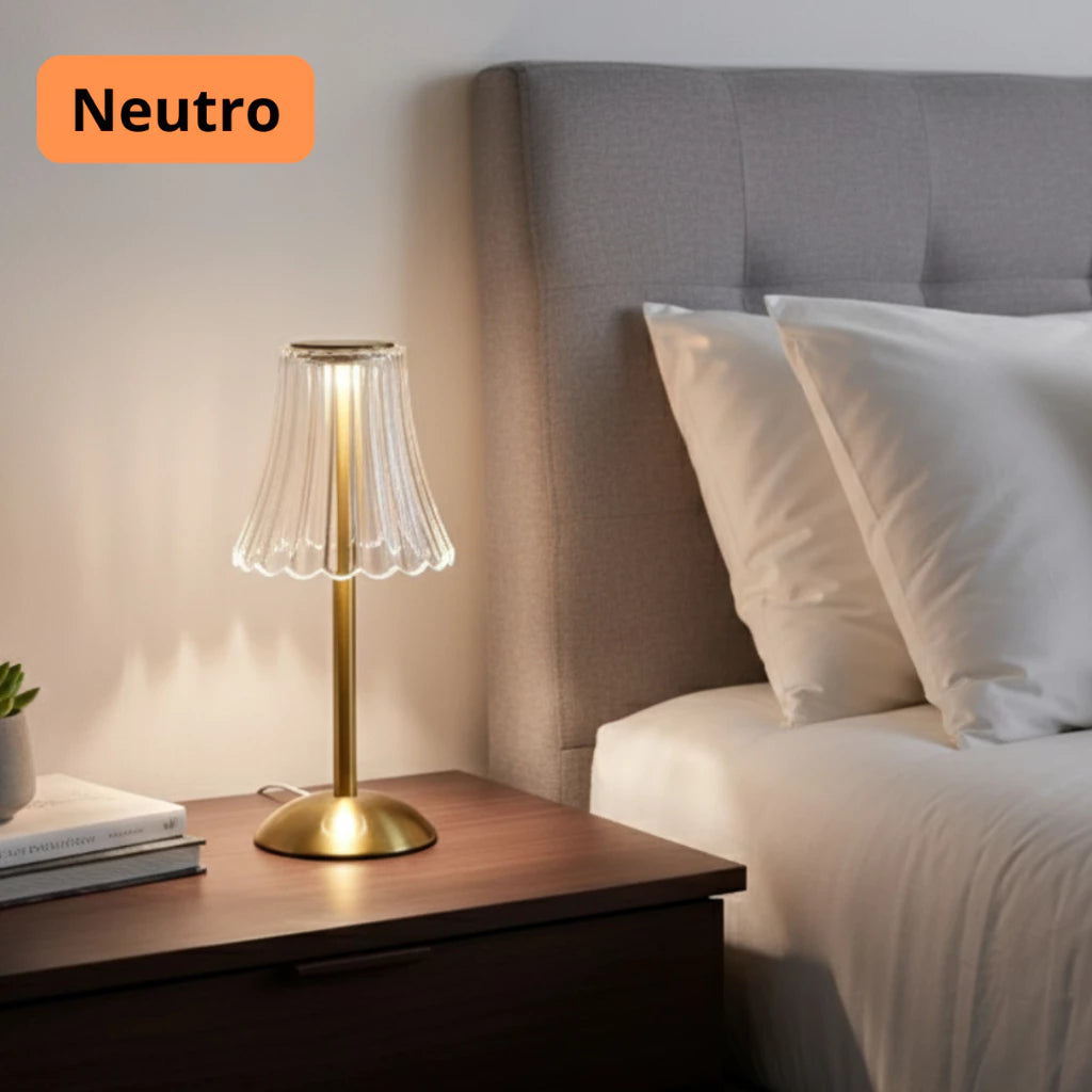 Luminária Recarregável Led Dourada de Mesa Sem Fio 3 Cores Touch