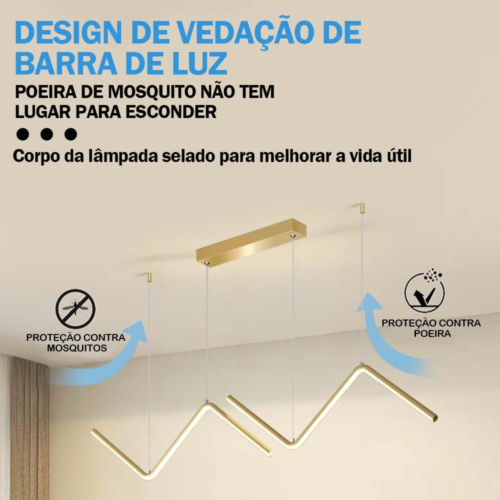 3cors LED Luminária De Teto Ouro Lustre Pendente Raio Sala De jantar Led Geometria NN Mininalista~