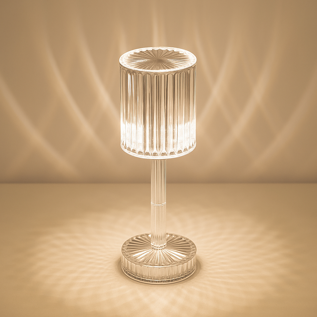 Luminária Cristal Diamante Acrílica LED USB com 3 Cores e Touch