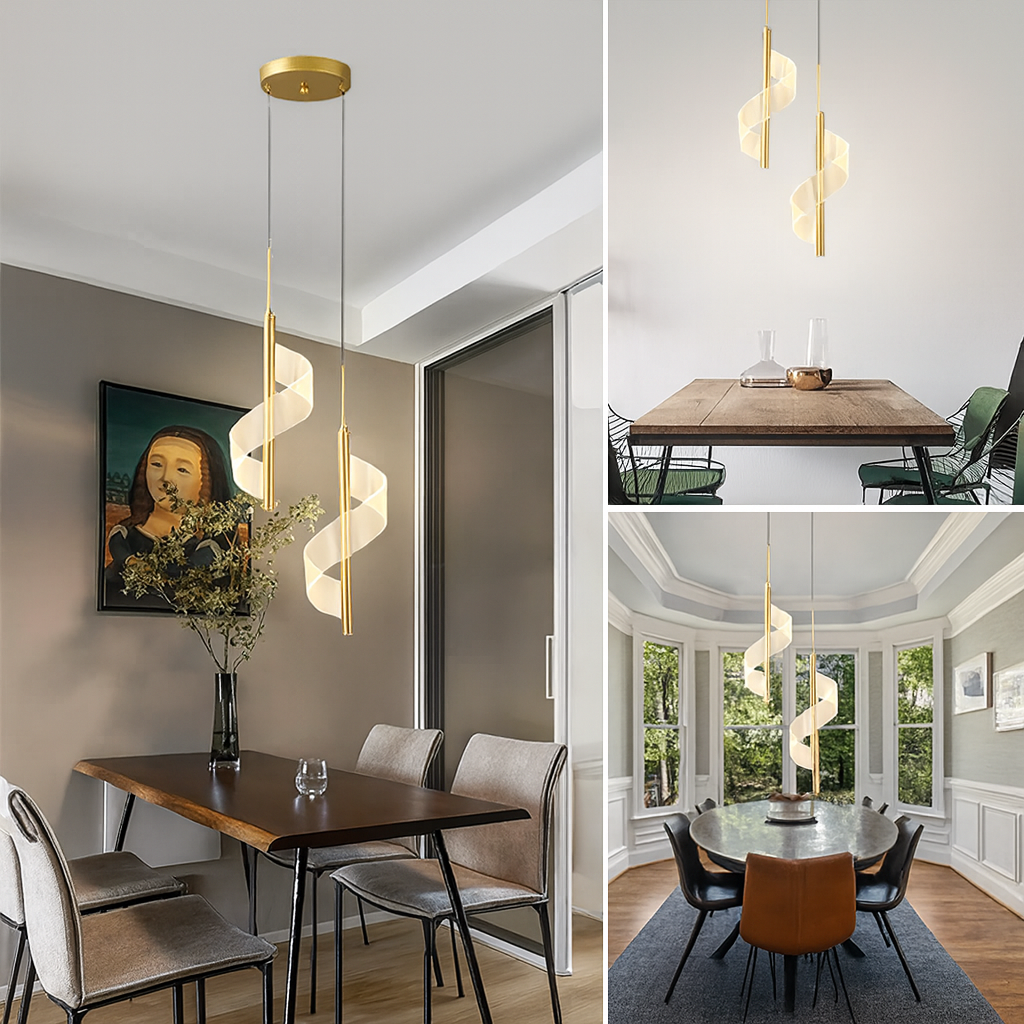 Luminária Pendente LED Minimalista Aspiral Duplo 3 Tons de Luz