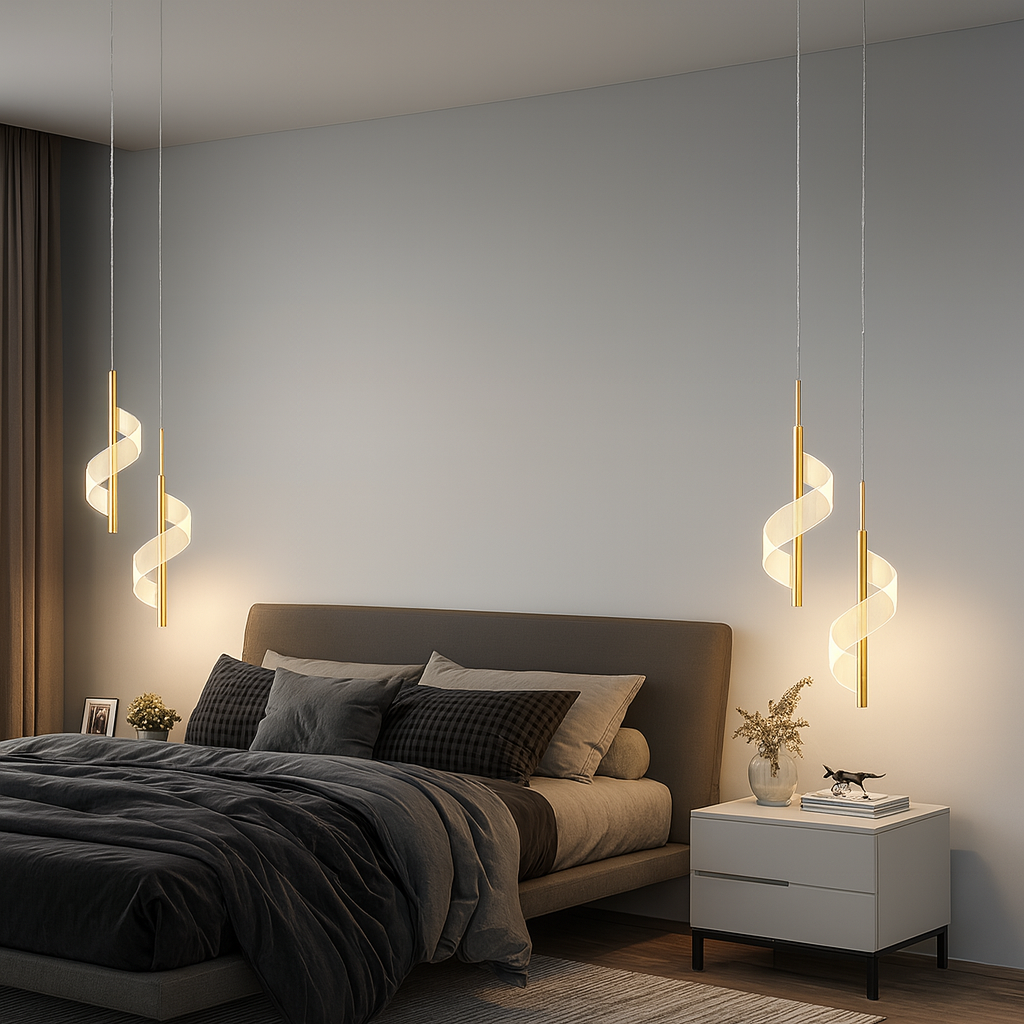 Luminária Pendente LED Minimalista Aspiral Duplo 3 Tons de Luz