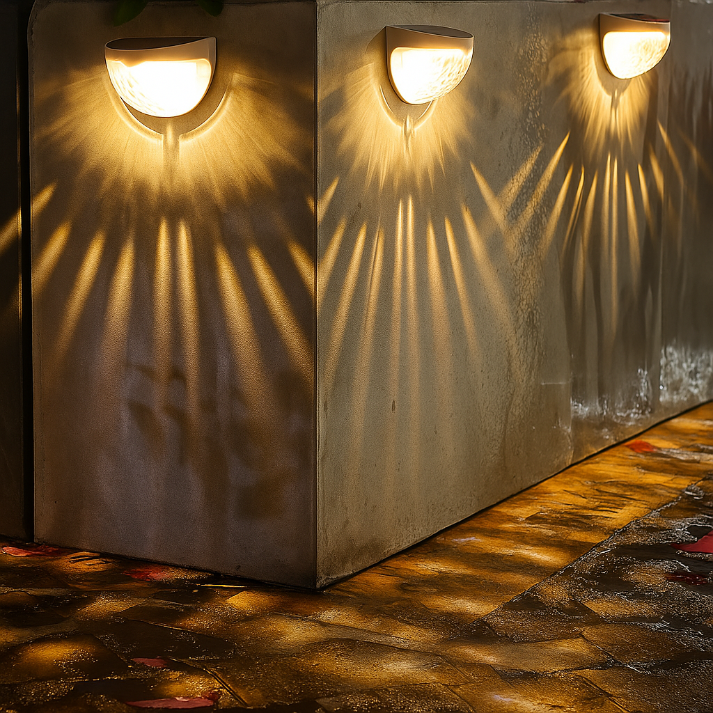 Luminária Solar de Parede LED IP65 com Efeito Facho de Luz