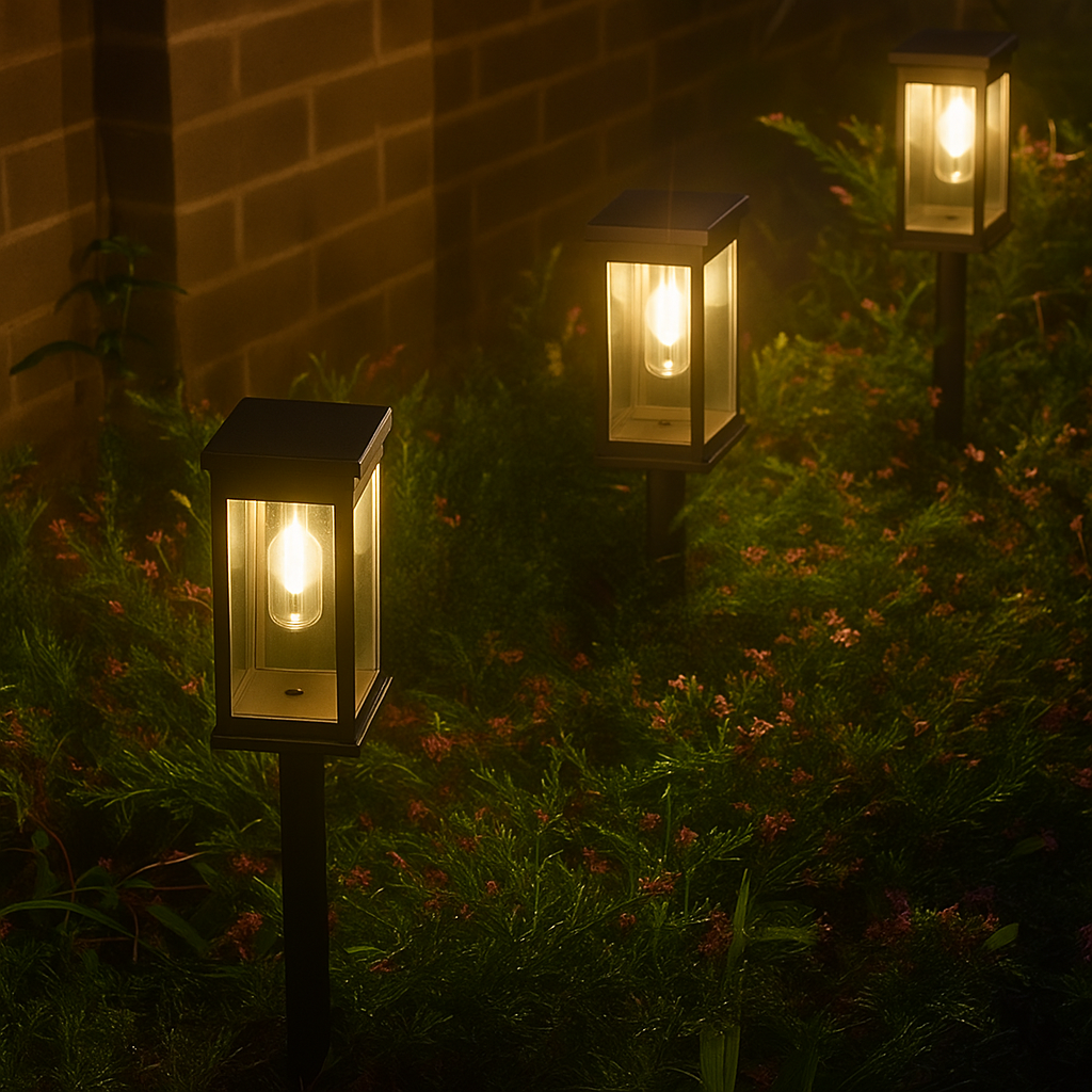 Kit Luminária Solar de Gramado LED Efeito Tungstênio Decorativo