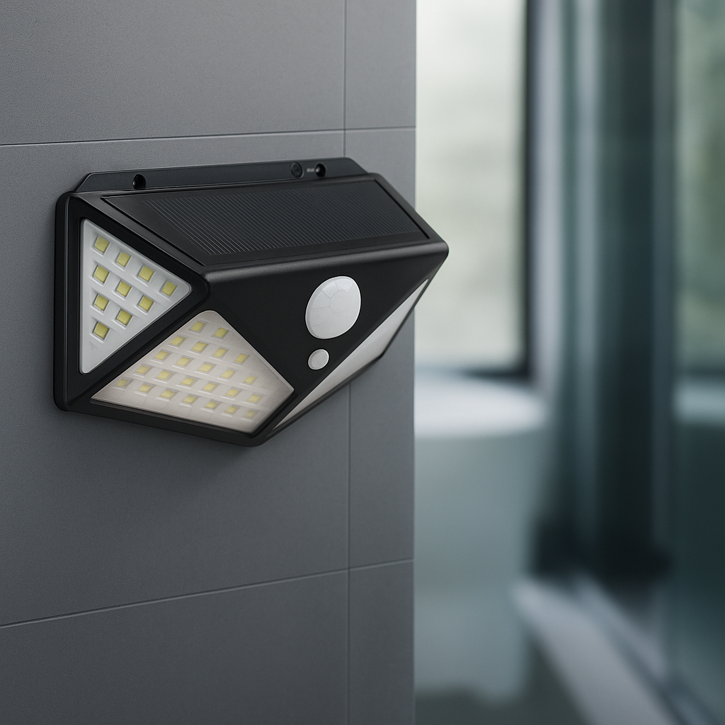 Luminária Solar Externa 100 LEDs com Sensor de Movimento IP65