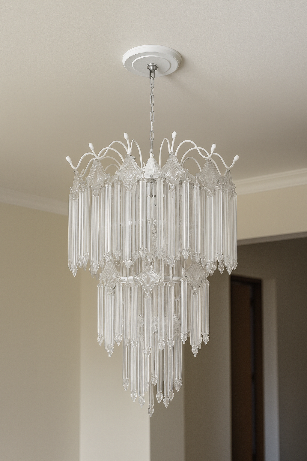 Lustre Cristal Acrílico Design Cascata de Hastes em Camadas