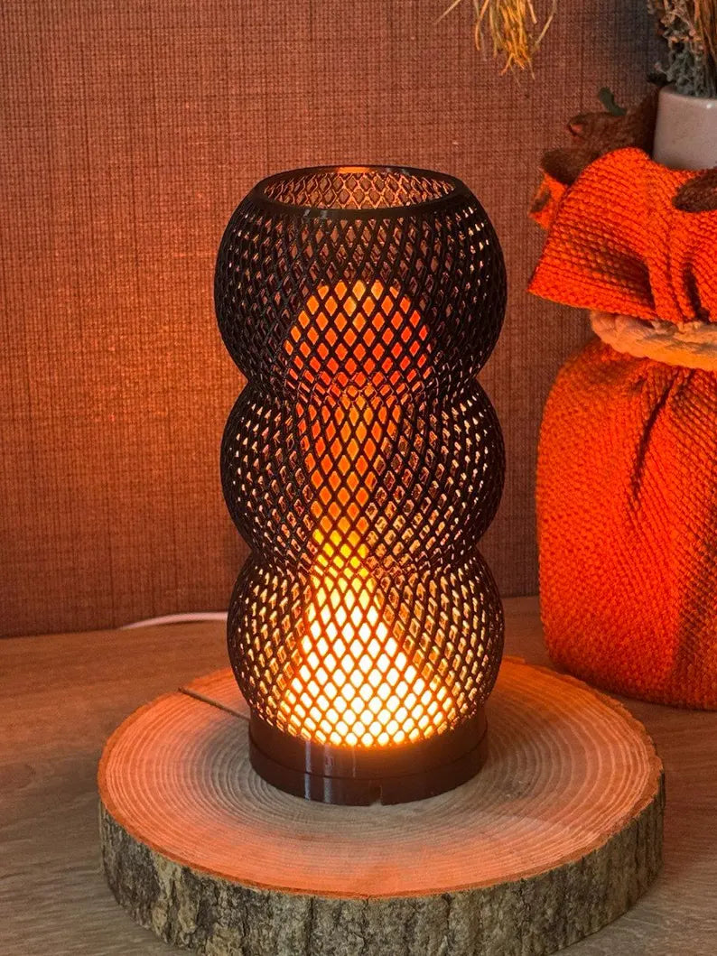 Luminária LED Multicores com Efeito Lava e Impressão 3D Geométrica