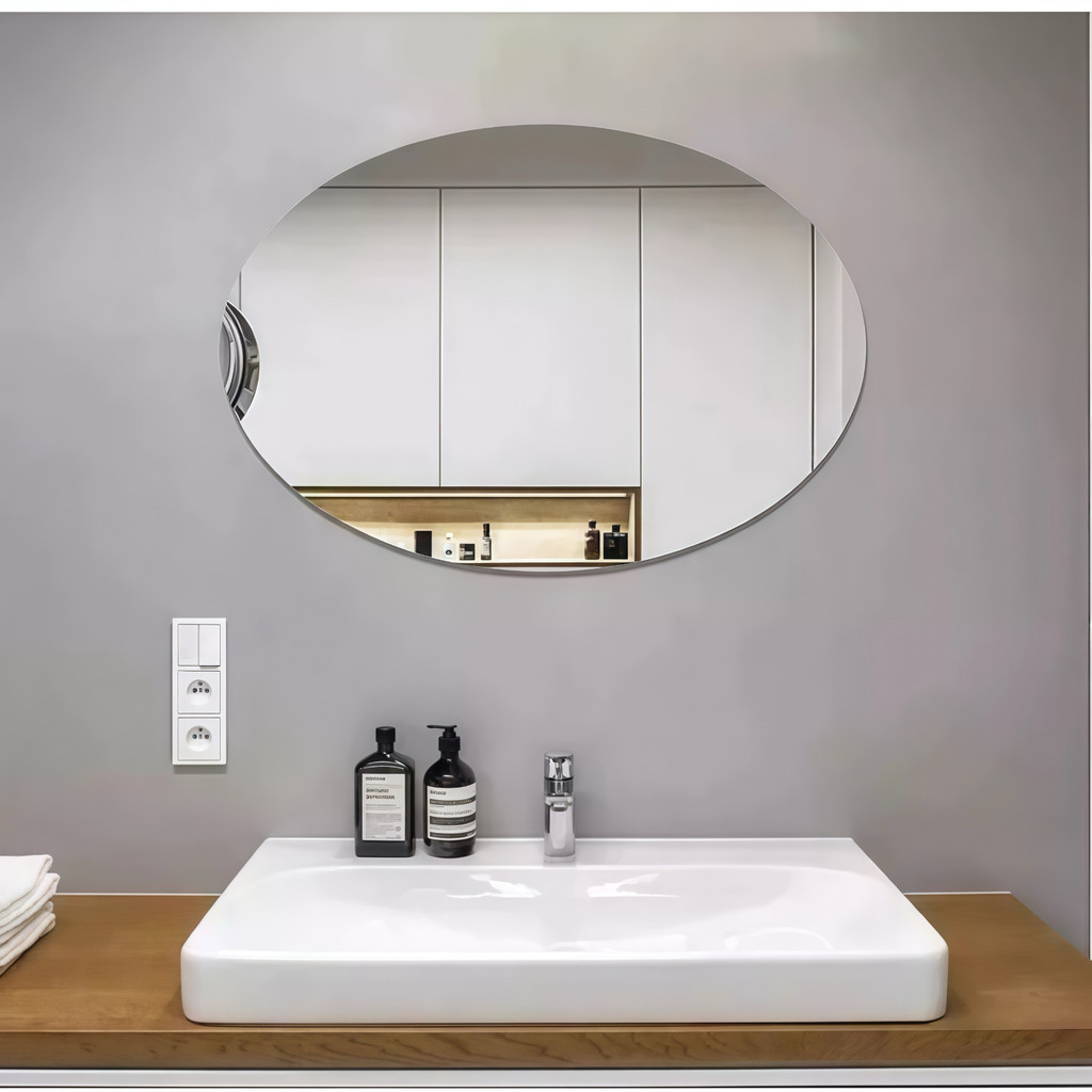 Espelho Adesivo Plástico Decorativo Flexível Adesivo Espelhado Retangular ou Oval 40x90