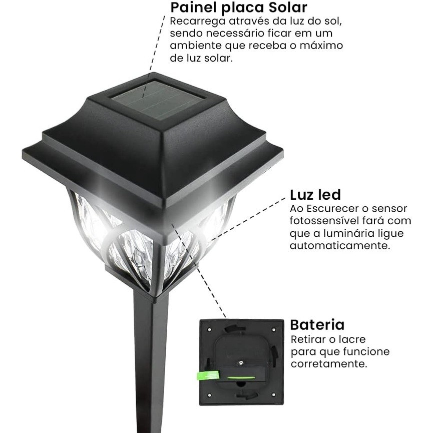Kit 1-6 Luminarias Solar Casinha Espeto Recarregavel no Sol Decoração Para Area Externa Jardim Patio
