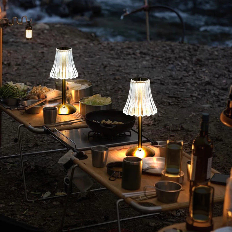 Luminária Recarregável Led Dourada de Mesa Sem Fio 3 Cores Touch