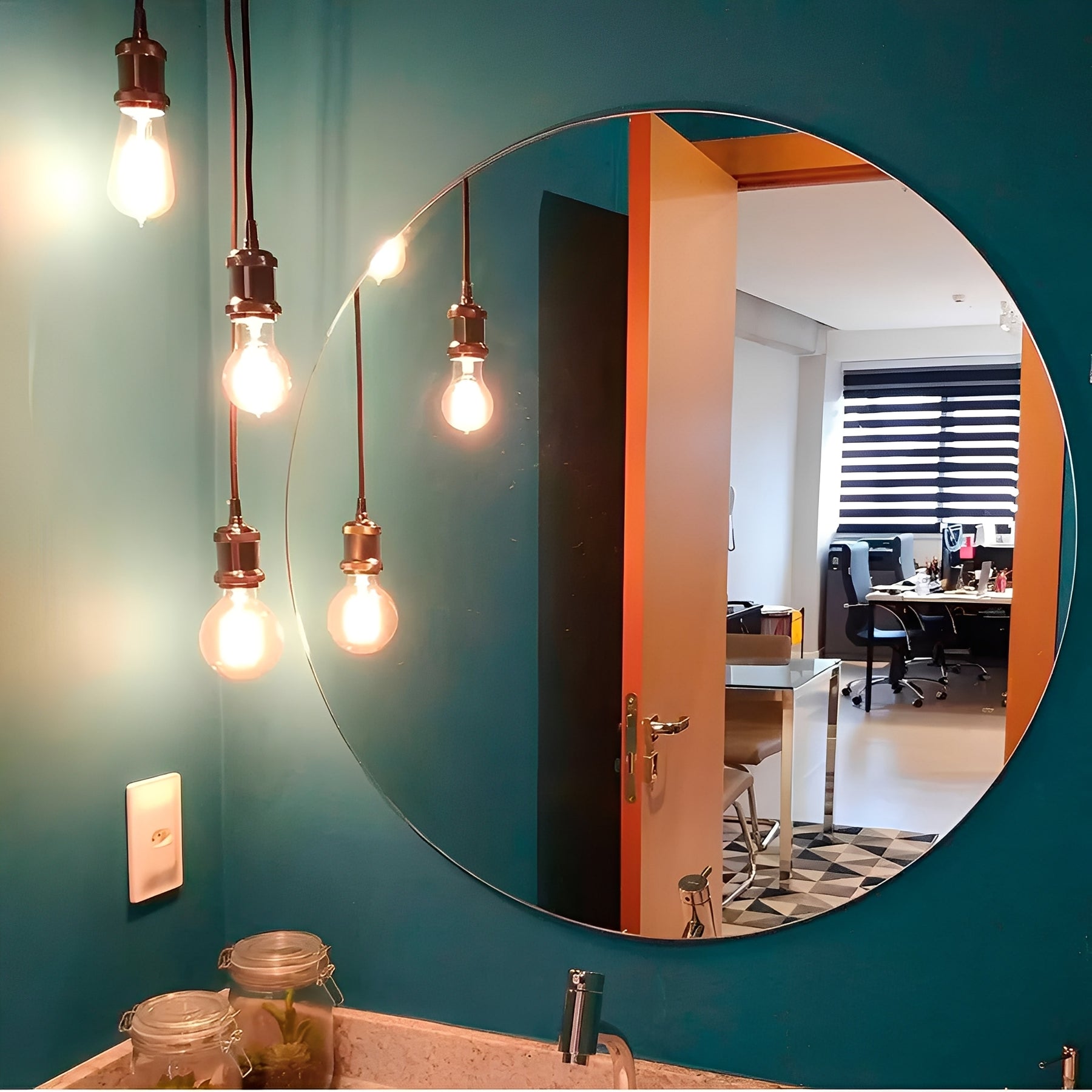 Espelho Redondo Lapidado de Vidro para Decoração Moderna