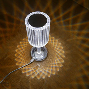 Luminária Cristal Diamante Acrílica LED USB com 3 Cores e Touch