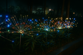 Luminária Solar Estaca LED Efeito Fogos de Artifício para Jardim