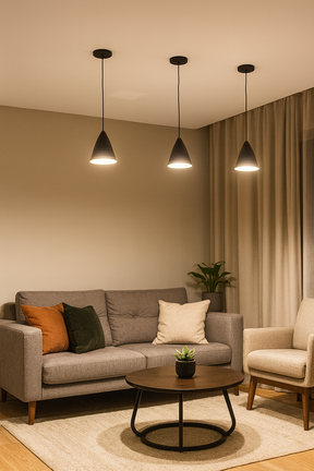 Kit Luminária Pendente Cônica Moderna Ajustável Preto Fosco