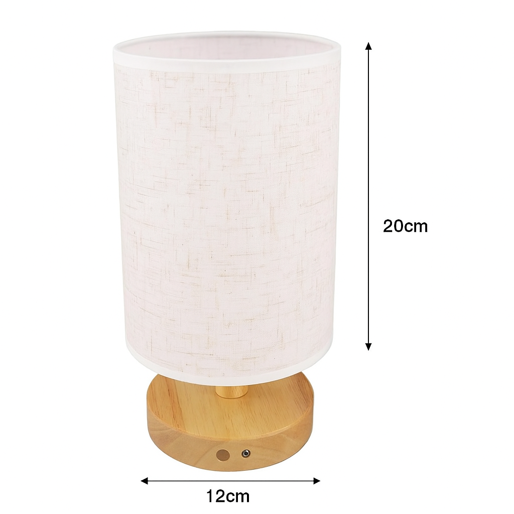 Luminária de Mesa em Madeira com 3 Tons de Luz Suaves e Touch